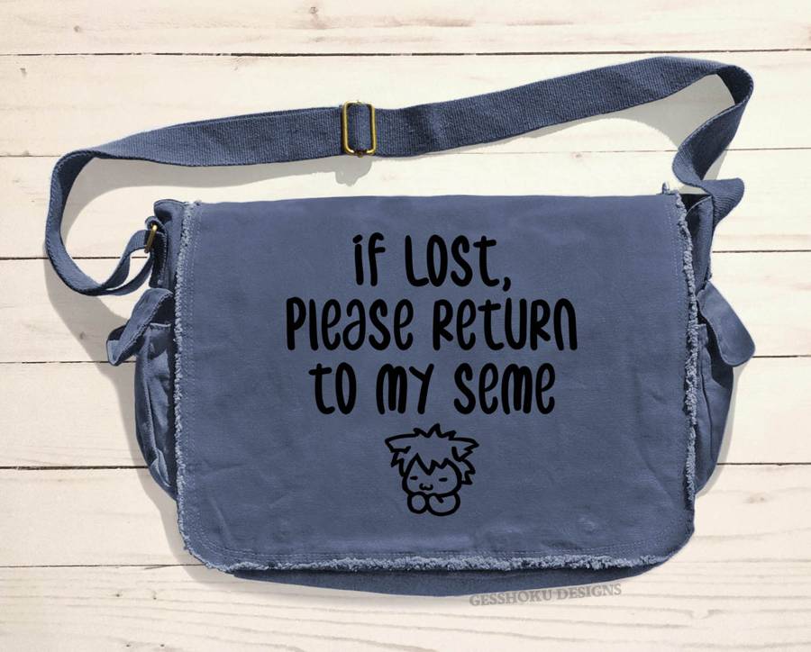 If Lost, Please Return to My Seme Messenger Bag - Denim Blue