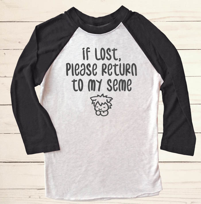 If Lost, Please Return to My Seme Raglan T-shirt - Black/White