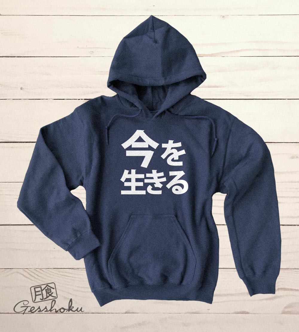 Live in the Moment Pullover Hoodie - Heather Navy
