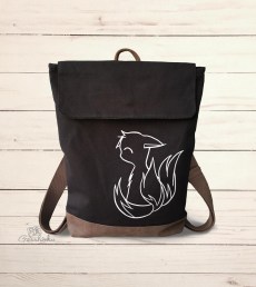 3-tailed Baby Kitsune Canvas Zippered Rucksack