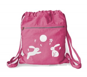 Asian Moon Bunnies Cinch Backpack