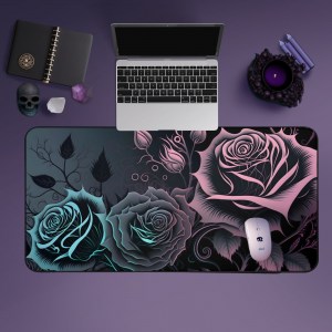 Pastel Goth Roses Desk Mat