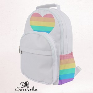 Rainbow Heart Black and White Backpack