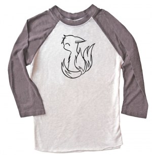 3-Tailed Baby Kitsune Raglan T-shirt 3/4 Sleeve