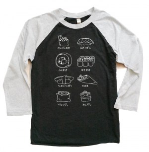 Sushi Types Raglan T-shirt 3/4 Sleeve