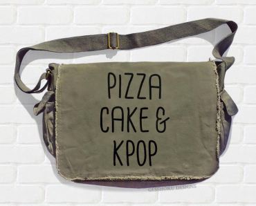 Pizza Cake & KPOP Messenger Bag