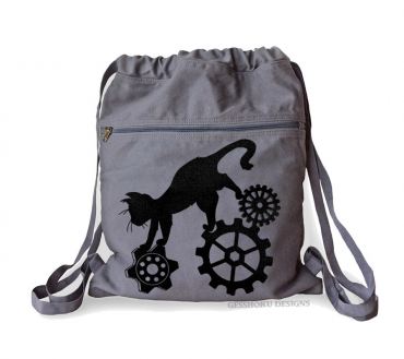 Steampunk Cat Cinch Backpack