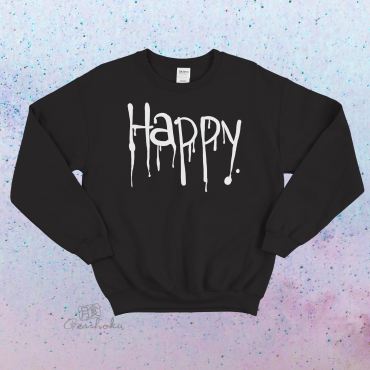 "Happy" Dripping Text Crewneck Sweatshirt