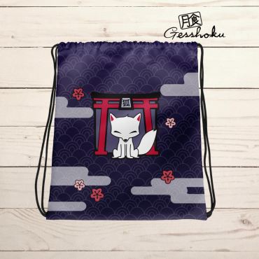 Kitsune Shrine Drawstring Bag