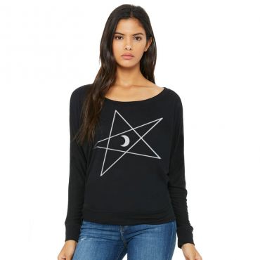 5-Pointed Moon Star Flowy Off-Shoulder Long Sleeve Shirt