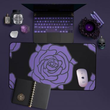 Gothic Purple Rose Desk Mat