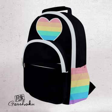 Rainbow Heart Black and White Backpack