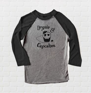 Despair and Cupcakes Raglan T-shirt 3/4 Sleeve