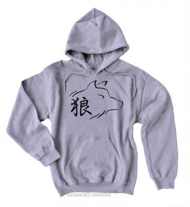 Ookami Wolf Kanji Pullover Hoodie