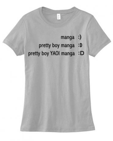 Yaoi Manga Emoticon Ladies T-shirt