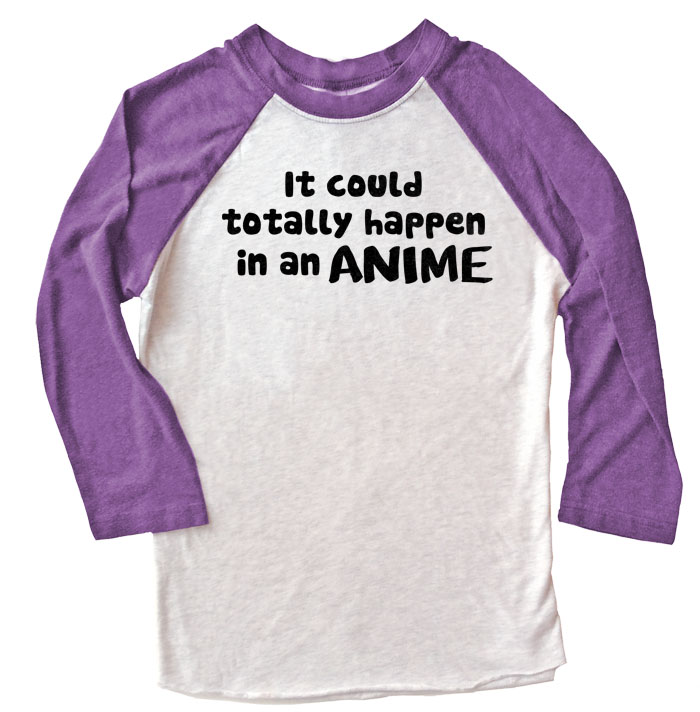 It Could Happen in an Anime Raglan T-shirt - Purple/White