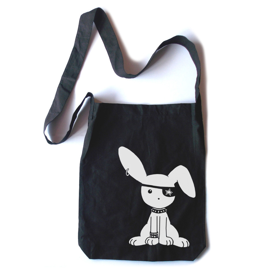 Jrock Bunny Crossbody Tote Bag - Black