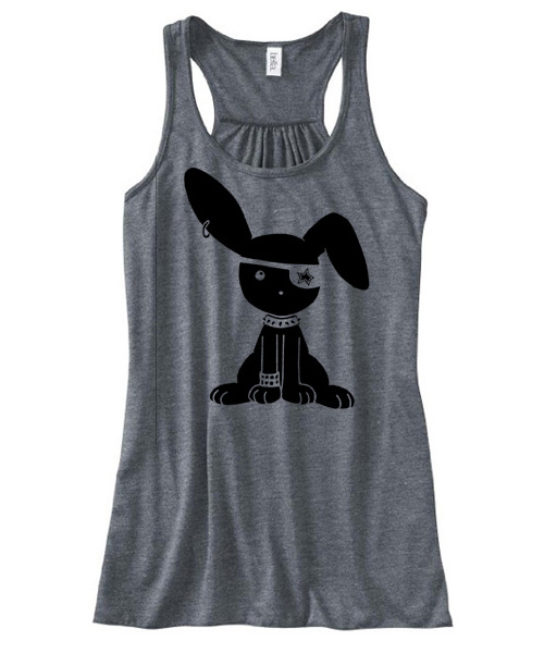 Jrock Bunny Flowy Tank Top - Charcoal Grey