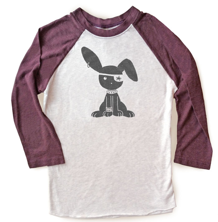 Jrock Bunny Raglan T-shirt 3/4 Sleeve - Vintage Purple/White