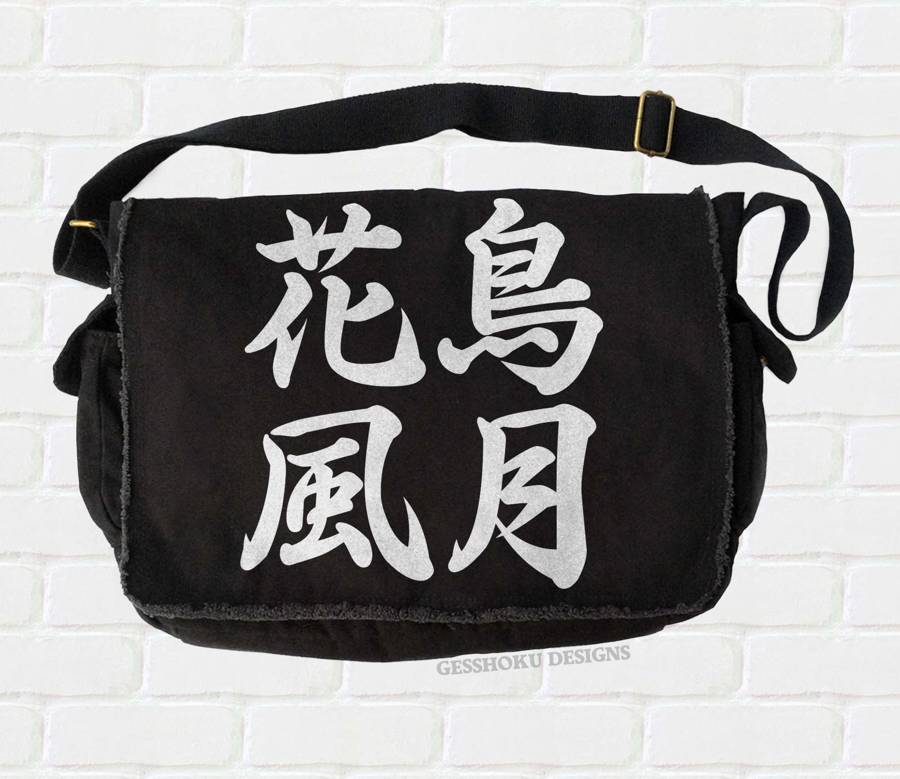 Ka Cho Fu Getsu Kanji Messenger Bag - Black