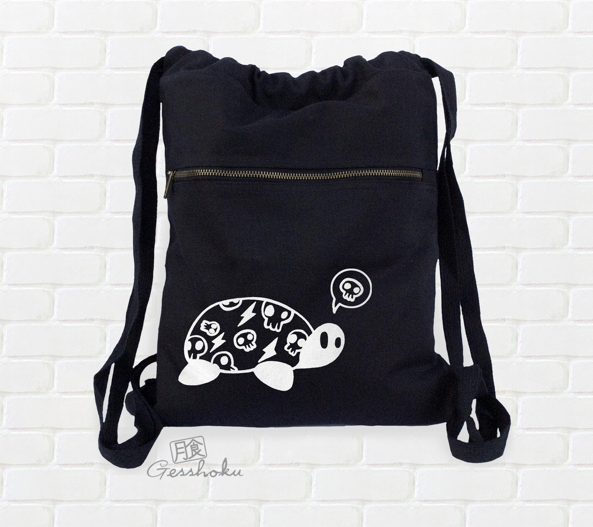Harajuku Kame Turtle Cinch Backpack - Black