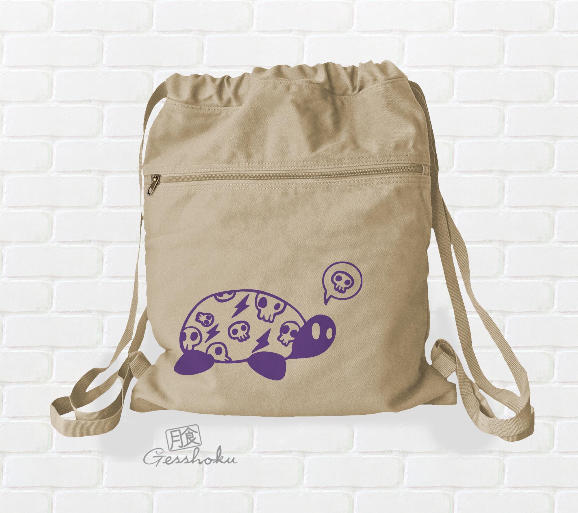 Harajuku Kame Turtle Cinch Backpack - Natural