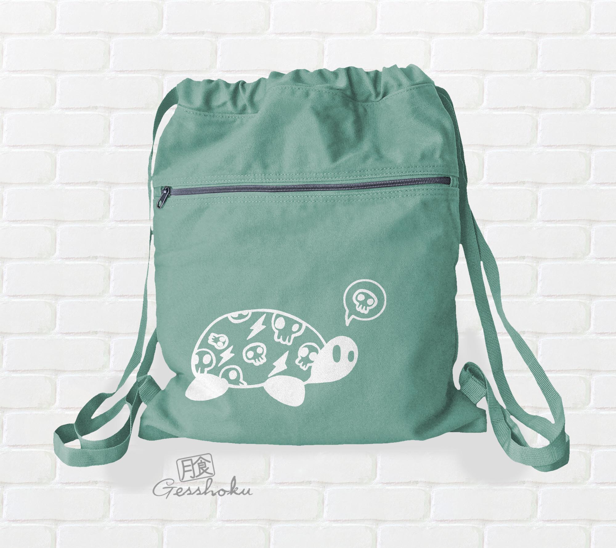 Harajuku Kame Turtle Cinch Backpack - Seafoam