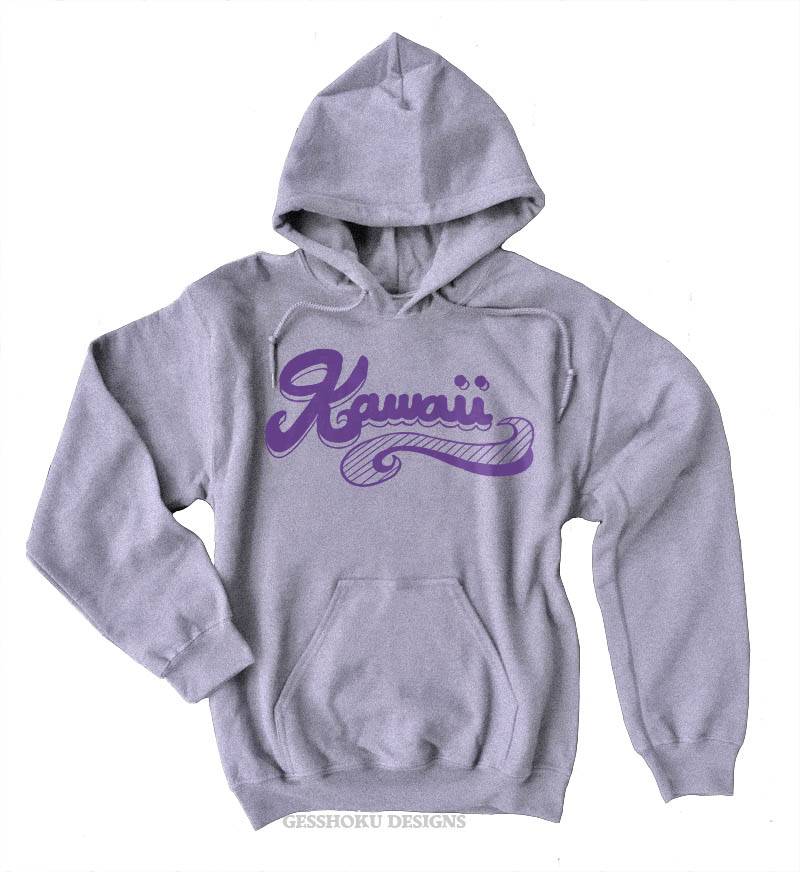 Kawaii Retro Pullover Hoodie - Light Grey