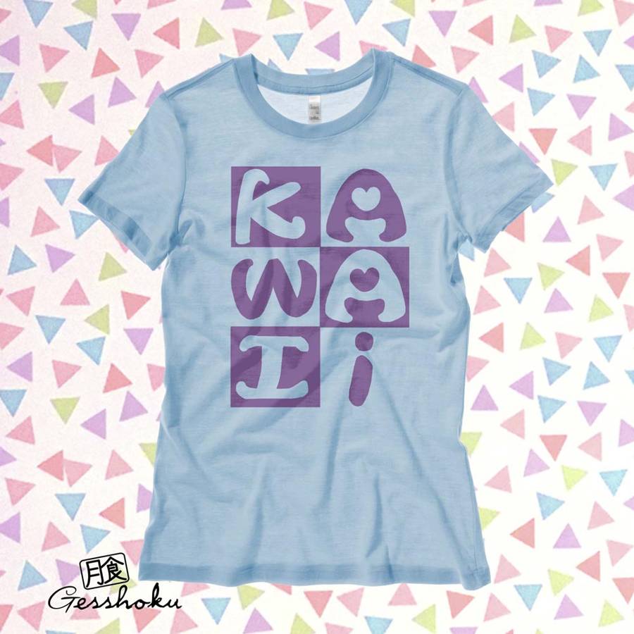 Kawaii Block Ladies T-shirt - Light Blue