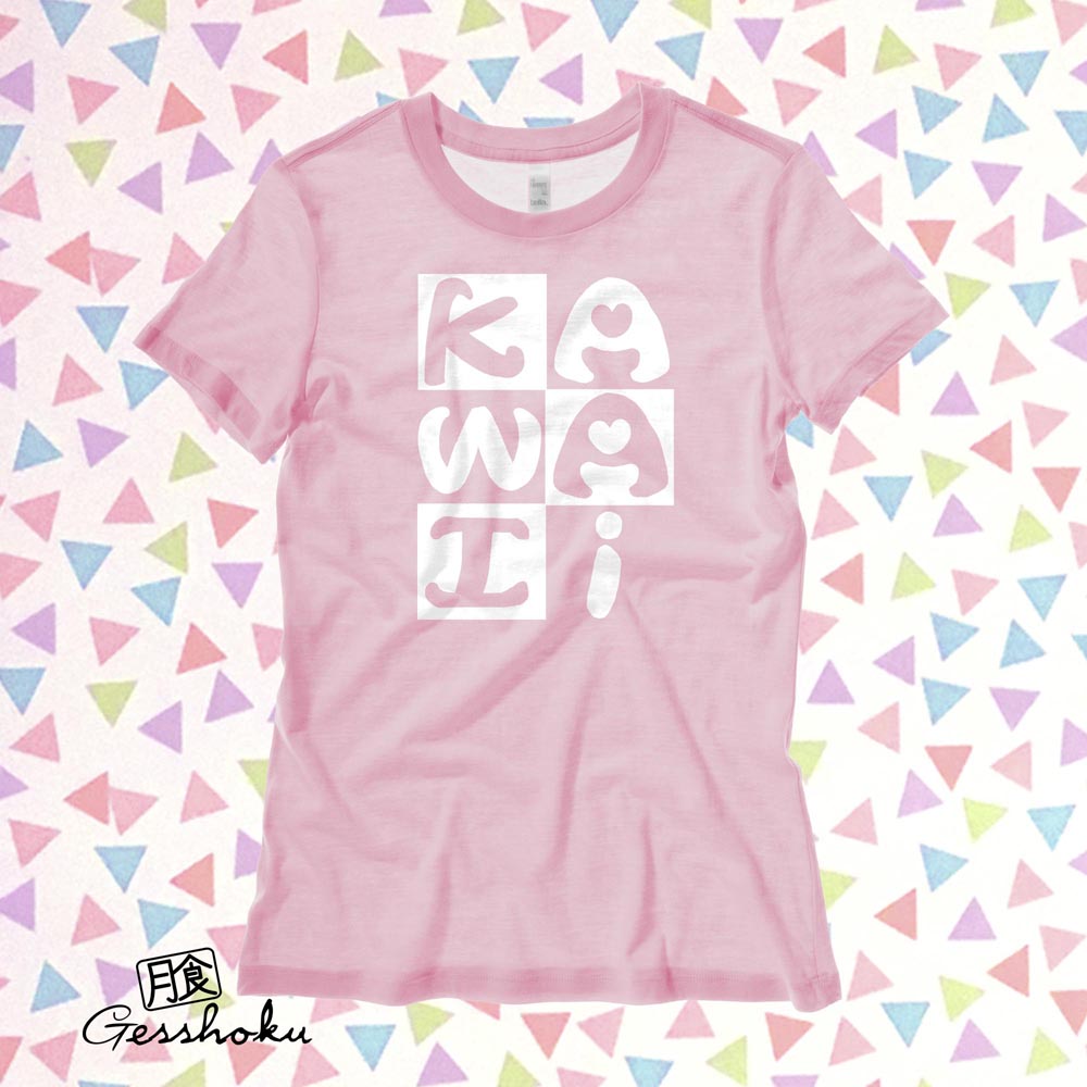 Kawaii Block Ladies T-shirt - Light Pink