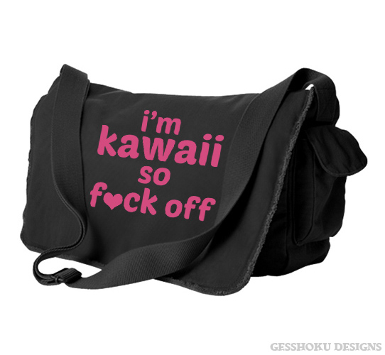 I'm Kawaii So Fuck Off Messenger Bag - Pink/Black
