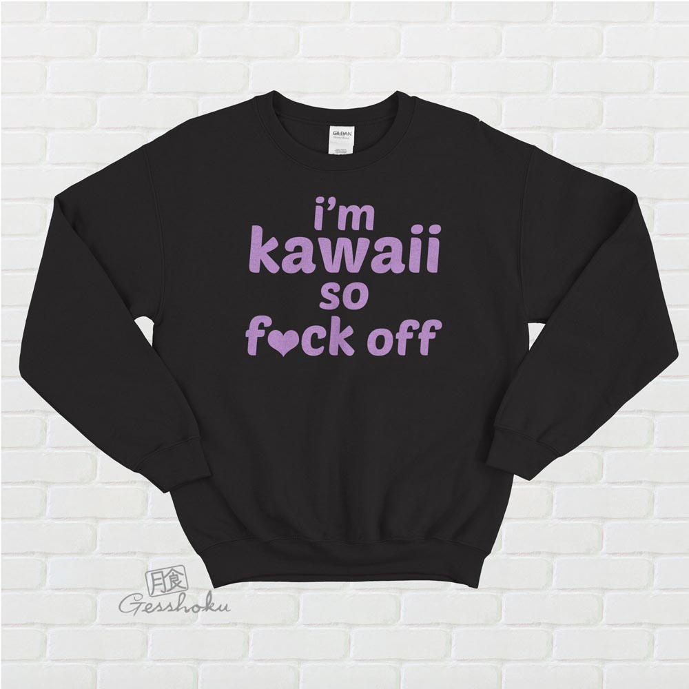 I'm Kawaii So Fuck Off Crewneck Sweatshirt - Black/Purple