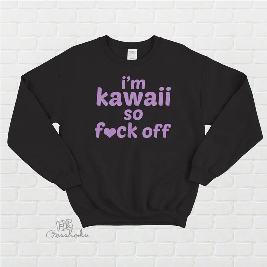 I'm Kawaii So Fuck Off Crewneck Sweatshirt - Black/Purple