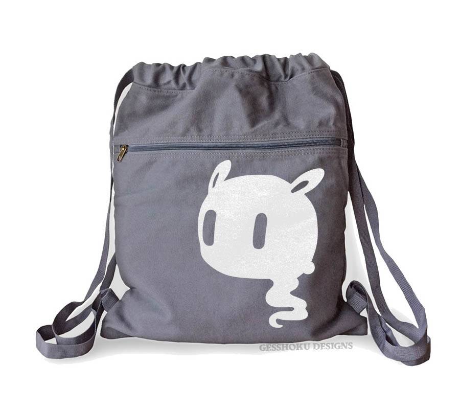 Kawaii Ghost Cinch Backpack - Smoke Grey