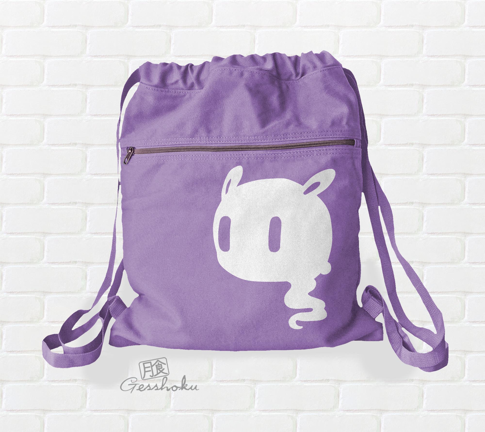 Kawaii Ghost Cinch Backpack - Purple