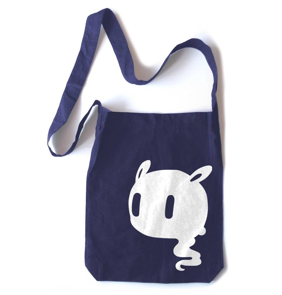 Kawaii Ghost Crossbody Tote Bag - Navy Blue