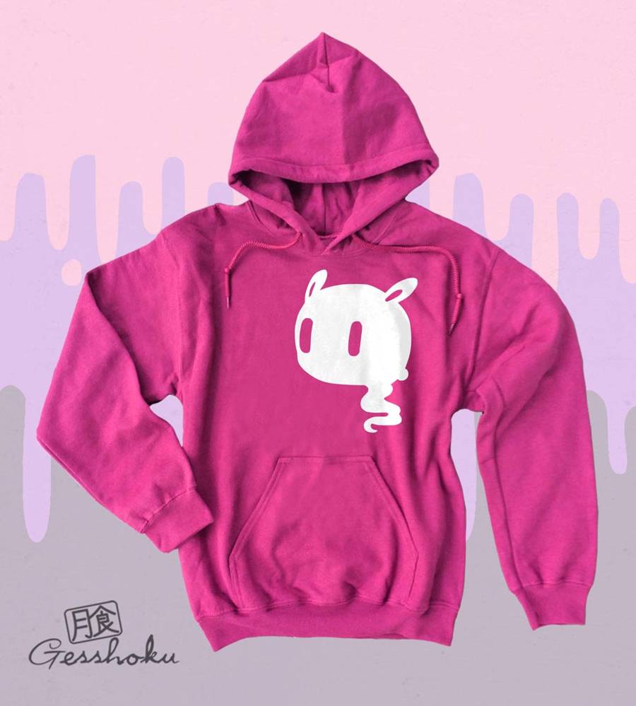 Kawaii Ghost Pullover Hoodie - Hot Pink