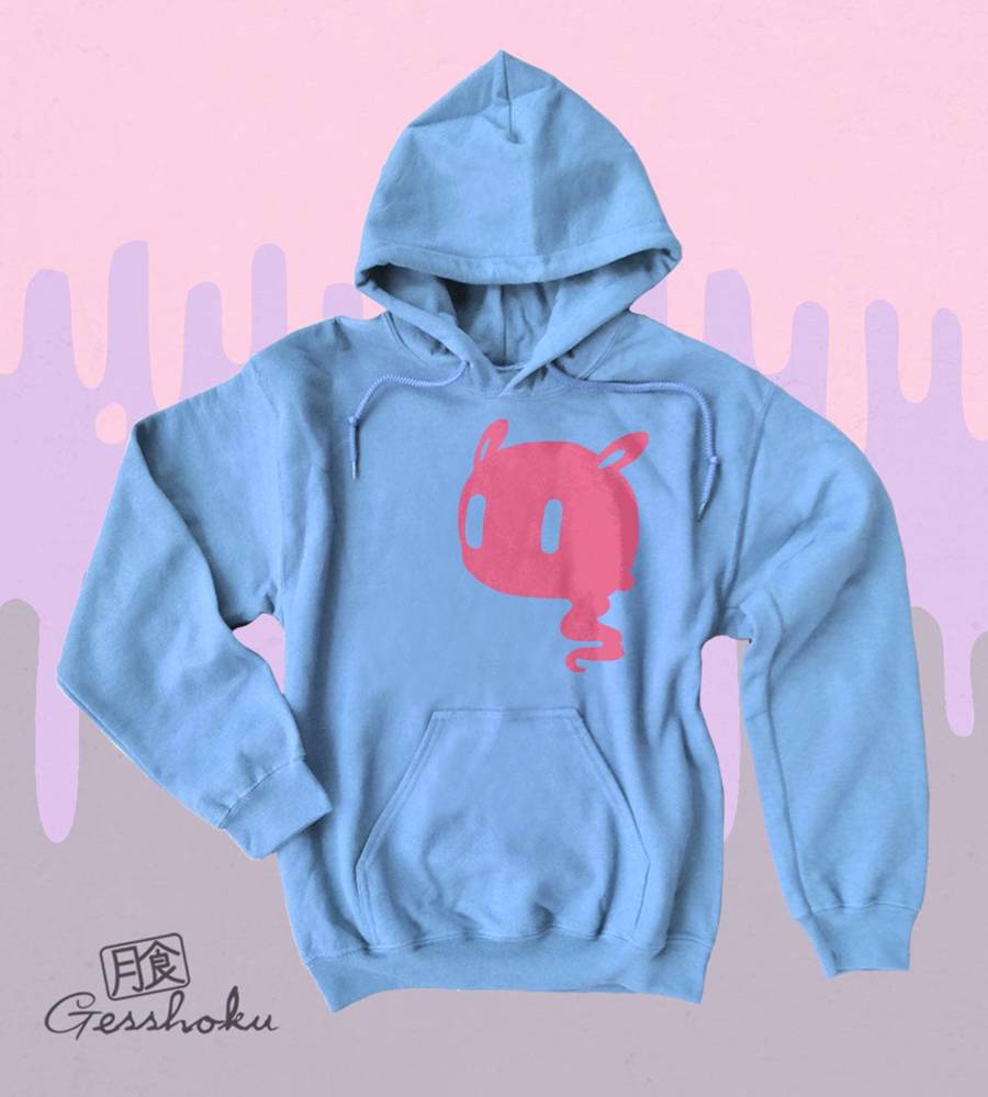 Kawaii Ghost Pullover Hoodie - Light Blue