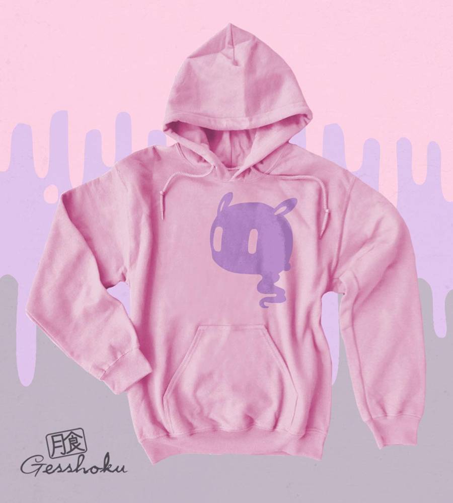 Kawaii Ghost Pullover Hoodie - Light Pink