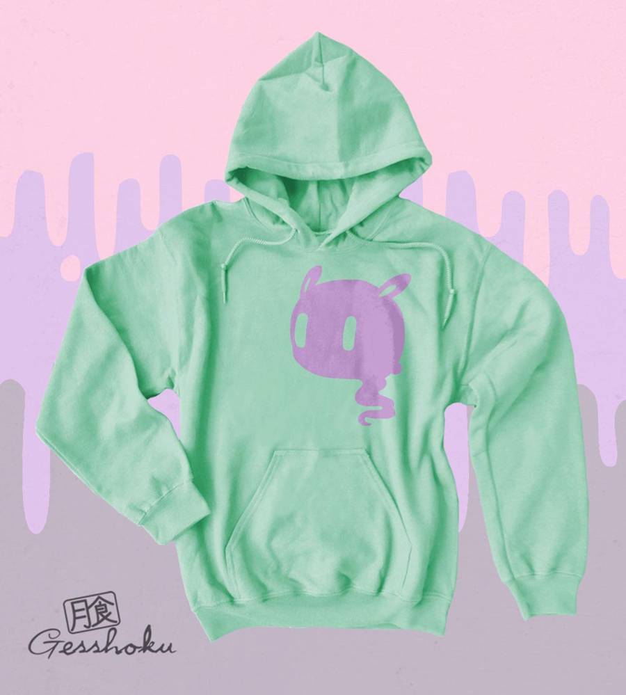 Kawaii Ghost Pullover Hoodie - Mint