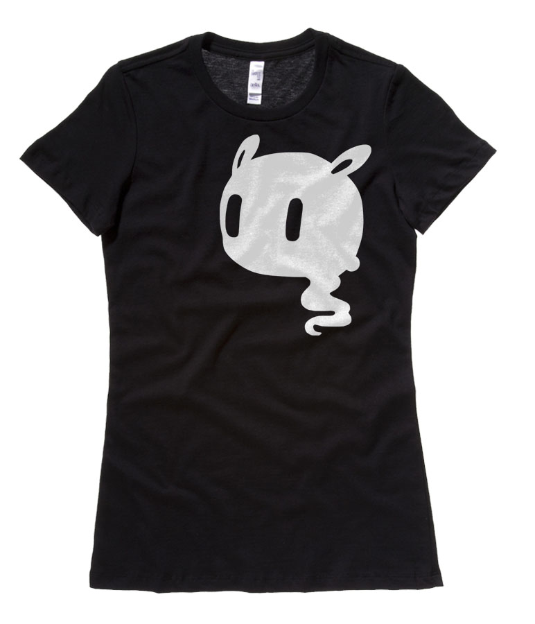 Kawaii Ghost Ladies T-shirt - Black