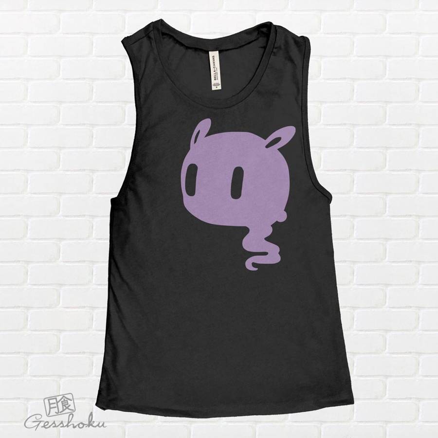 Kawaii Ghost Sleeveless Tank Top - Purple/Black