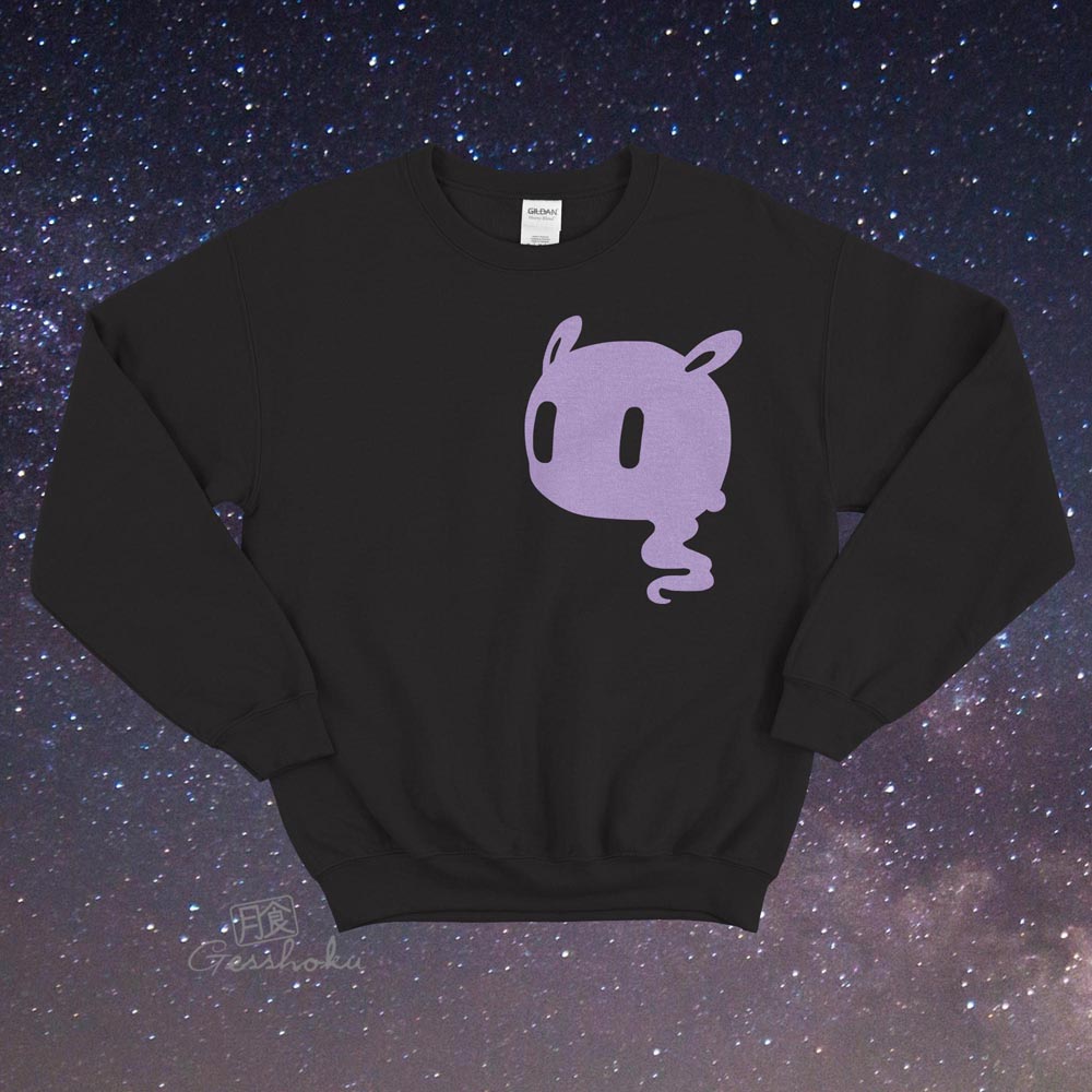 Kawaii Ghost Crewneck Sweatshirt - Black/Purple