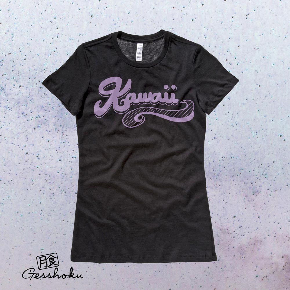 Kawaii Retro Ladies T-shirt - Purple/Black