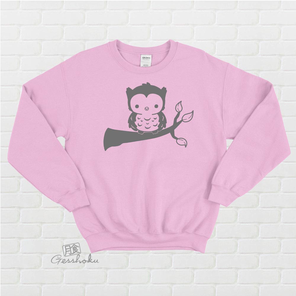 Fluffy Owl Crewneck Sweatshirt - Light Pink