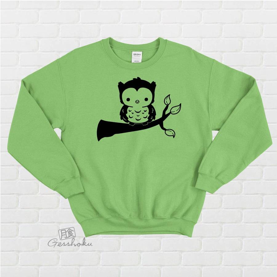 Fluffy Owl Crewneck Sweatshirt - Lime Green