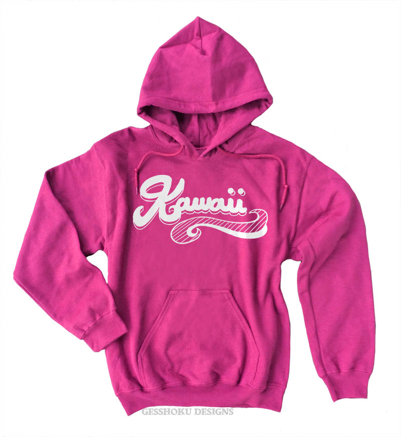 Kawaii Retro Pullover Hoodie - Hot Pink