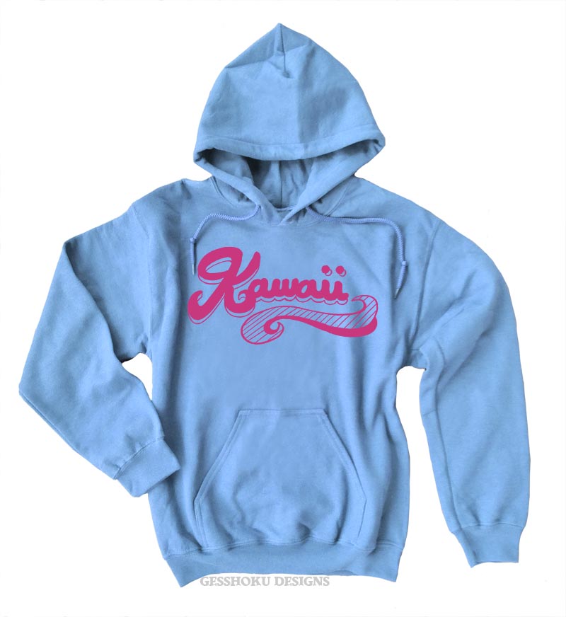 Kawaii Retro Pullover Hoodie - Light Blue