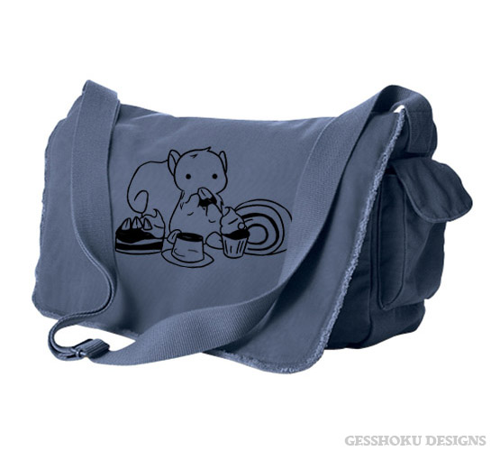 Squirrels and Sweets Messenger Bag - Denim Blue