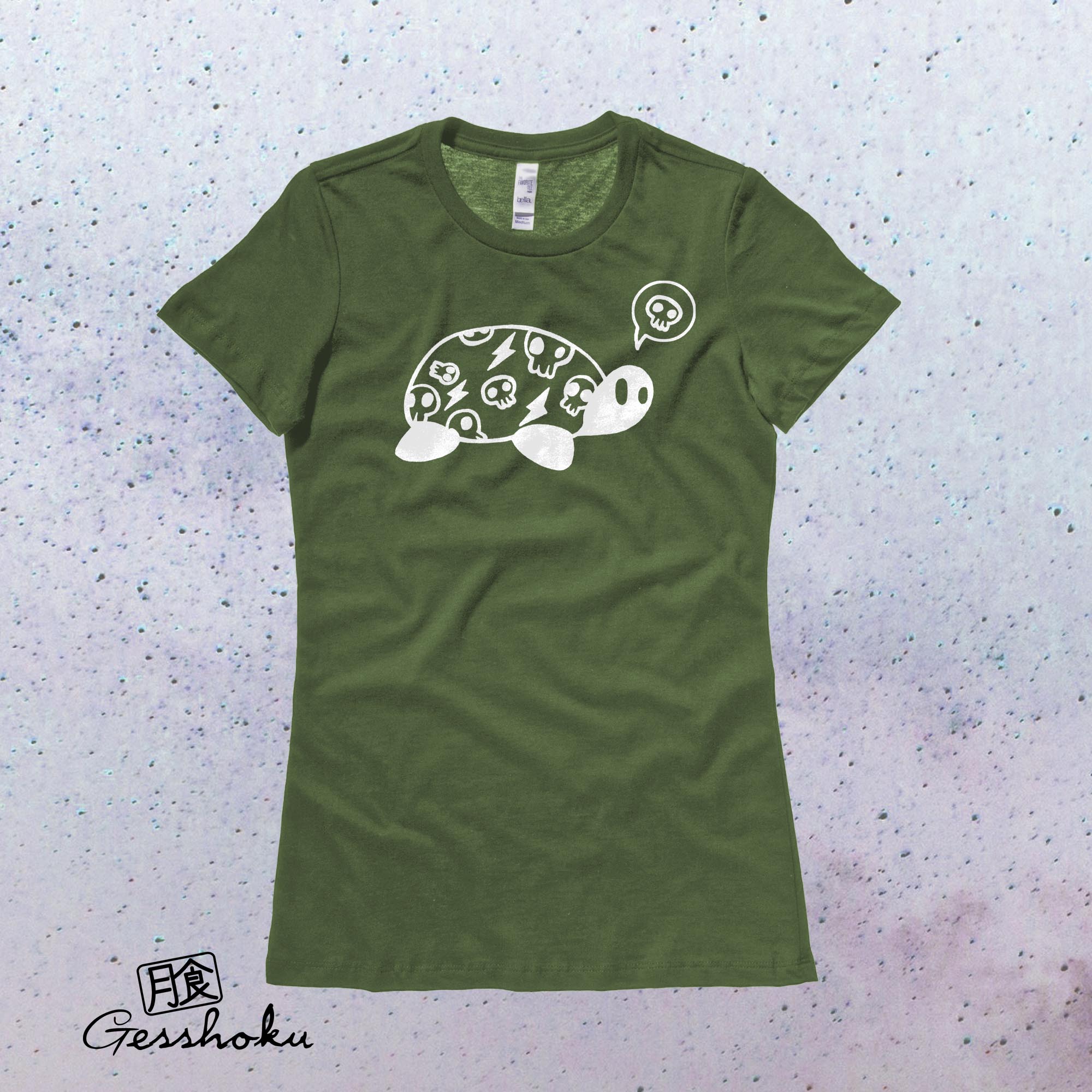 Harajuku Kame Turtle Ladies T-shirt - Olive Green